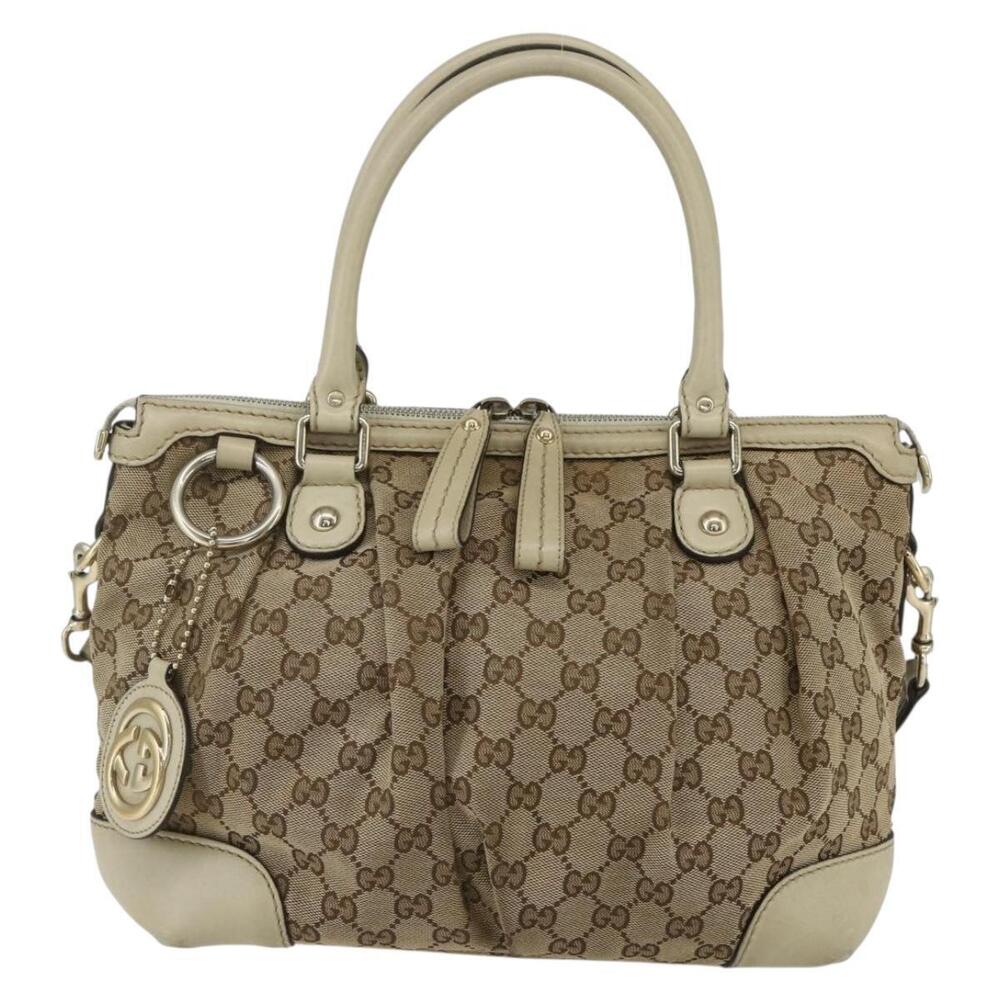 GUCCI GG Canvas Hand Bag 2way Beige Gold 247902 Auth 151442 - Picture 13 of 16